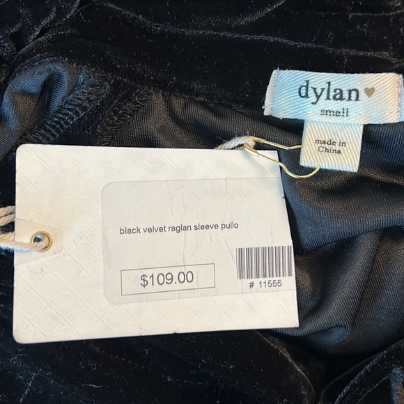 NWT Anthropologie Dylan Black Velvet Raglan Sleeve Pullover Top - S - Picture 10 of 15
